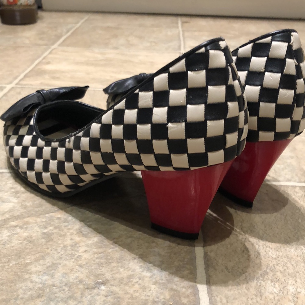 Lola Ramona leather black and white checkerboard heels - Picture 2 of 8